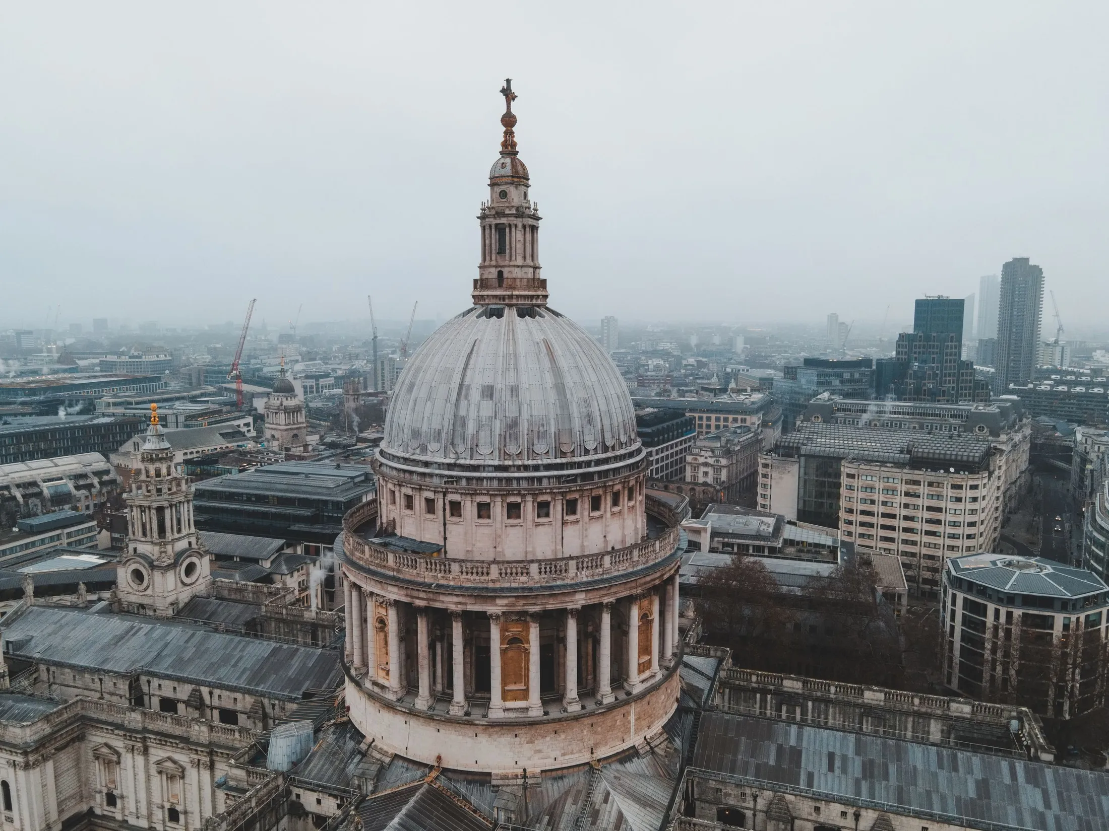St Paul's Cathedral and the City of London under low cloud